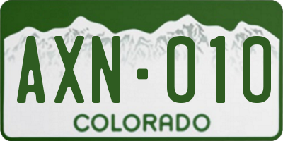 CO license plate AXN010