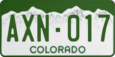 CO license plate AXN017