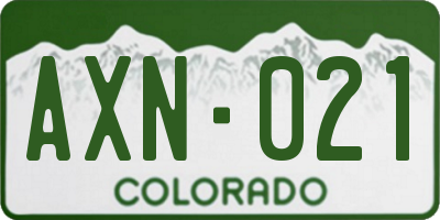 CO license plate AXN021