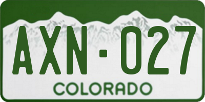 CO license plate AXN027