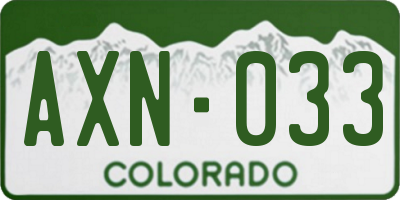 CO license plate AXN033