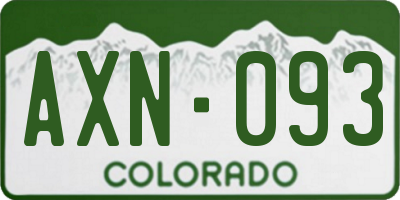 CO license plate AXN093