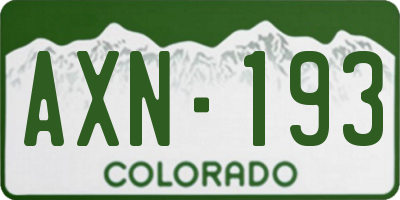 CO license plate AXN193