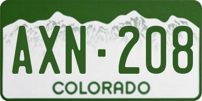 CO license plate AXN208