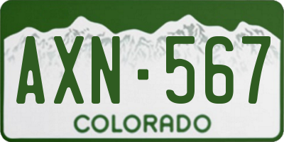 CO license plate AXN567