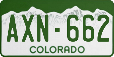 CO license plate AXN662