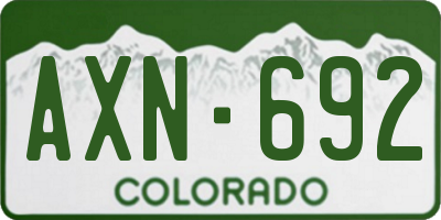 CO license plate AXN692