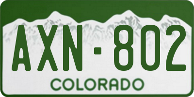 CO license plate AXN802