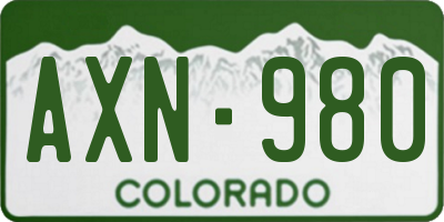 CO license plate AXN980