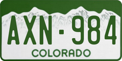 CO license plate AXN984