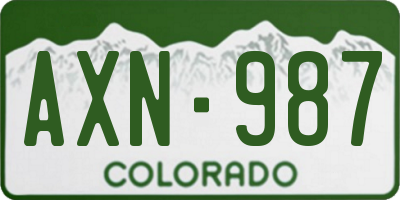 CO license plate AXN987