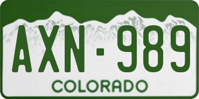 CO license plate AXN989