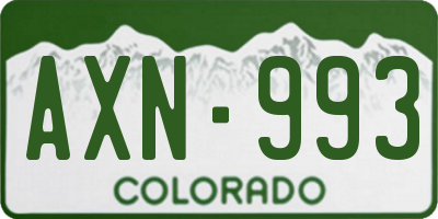 CO license plate AXN993