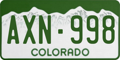 CO license plate AXN998