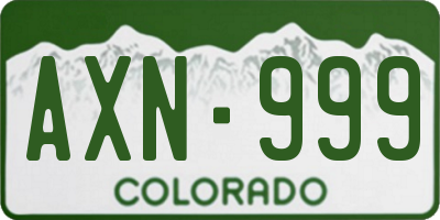 CO license plate AXN999