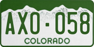 CO license plate AXO058