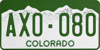 CO license plate AXO080