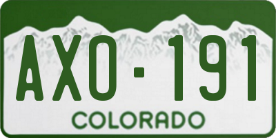 CO license plate AXO191