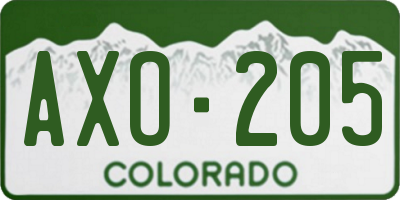 CO license plate AXO205