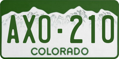 CO license plate AXO210