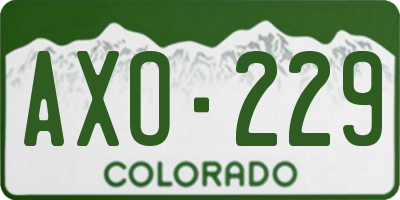 CO license plate AXO229