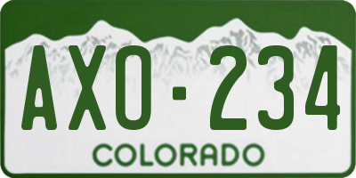 CO license plate AXO234