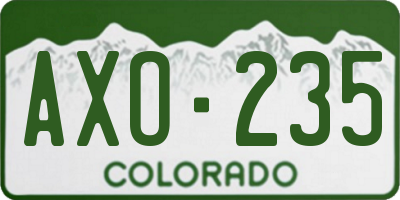 CO license plate AXO235