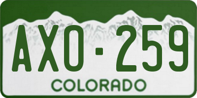 CO license plate AXO259