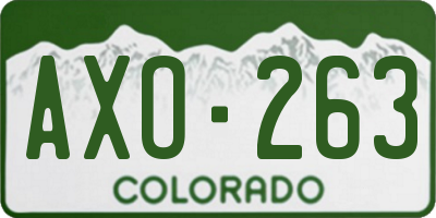 CO license plate AXO263