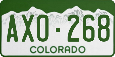 CO license plate AXO268