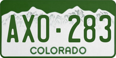 CO license plate AXO283