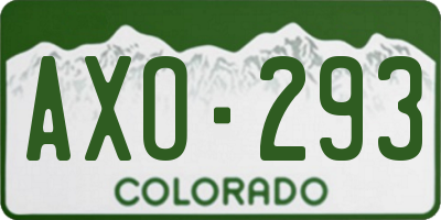 CO license plate AXO293