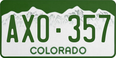 CO license plate AXO357