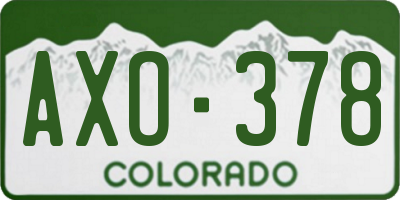 CO license plate AXO378