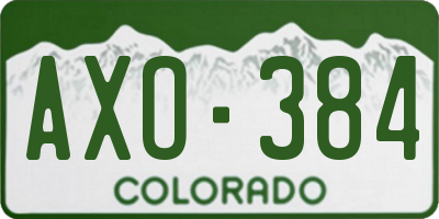 CO license plate AXO384