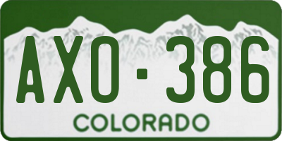 CO license plate AXO386