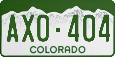CO license plate AXO404