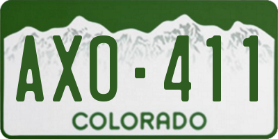 CO license plate AXO411