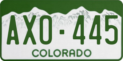 CO license plate AXO445
