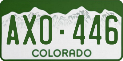 CO license plate AXO446