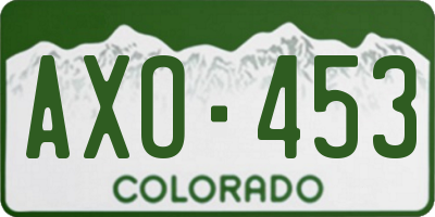 CO license plate AXO453