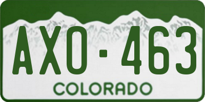 CO license plate AXO463