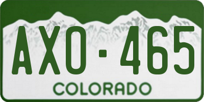 CO license plate AXO465