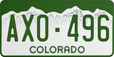 CO license plate AXO496