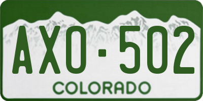 CO license plate AXO502