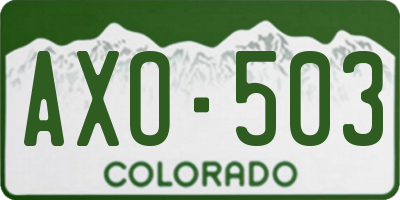 CO license plate AXO503