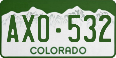 CO license plate AXO532