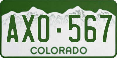 CO license plate AXO567