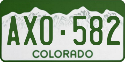 CO license plate AXO582