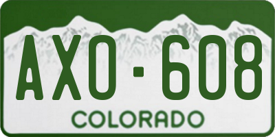 CO license plate AXO608